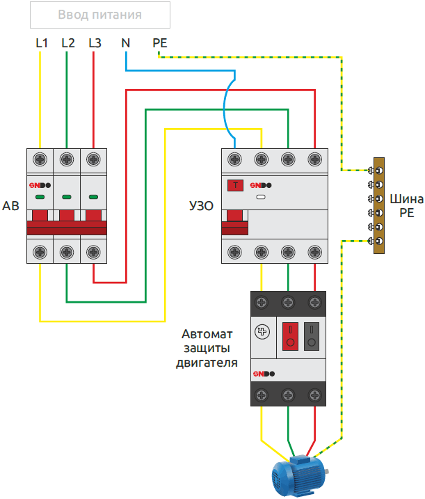 Защита трехфазного электродвигателя