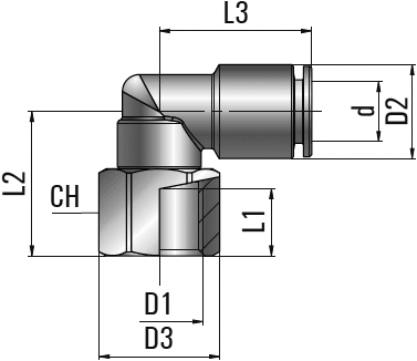 Фитинг угловой трубная цилиндрическая резьба - цанга