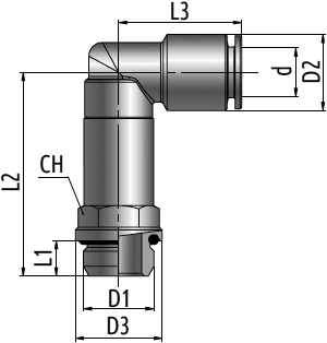 Фитинг угловой удлиненный трубная цилиндрическая резьба - цанга