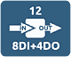 12 точек дискретного ввода/вывода (8DI + 4DO)