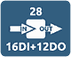 28 точек ввода/вывода (16DI + 12DO)