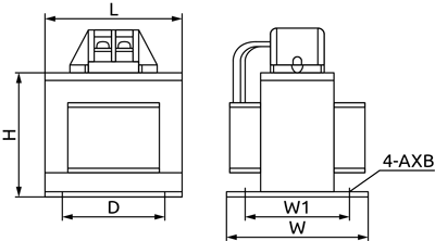 Рисунок 1 — Габаритный чертеж дросселей постоянного тока серии DCC
с номинальным током от 10 до 120 А