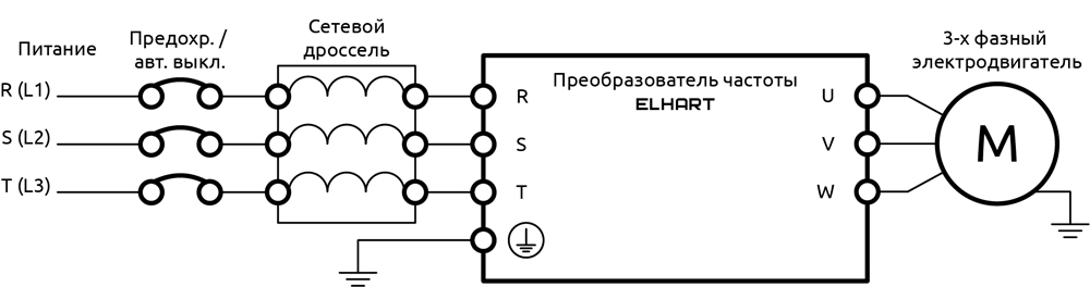 Схема подключения сетевых дросселей серии LC