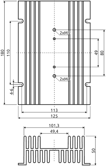 Габаритные размеры радиатора H1-080