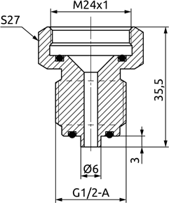Габаритные размеры переходников TA.01 с наружной резьбой G1/2''
