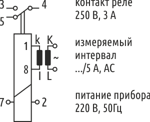 Схема расположения контактов цифрового амперметра RDA1A
