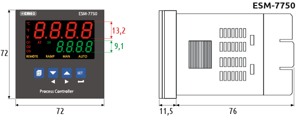 Габаритные размеры программируемого контроллера температуры  ESM-7750