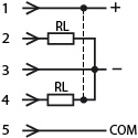 Схема подключения 1 Push-Pull выхода + аналогового