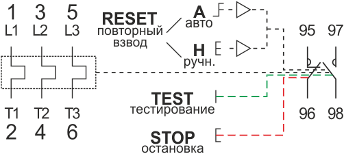 Схема подключения теплового реле AC-TR