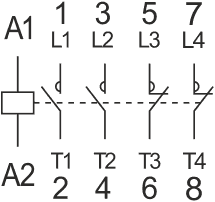 Схема подключения контактора ACM-A 2НО + 2НЗ