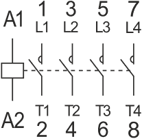 Схема подключения контактора ACM-A 4НО