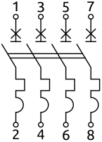 Схема подключения выключателей 4 полюсных CBM