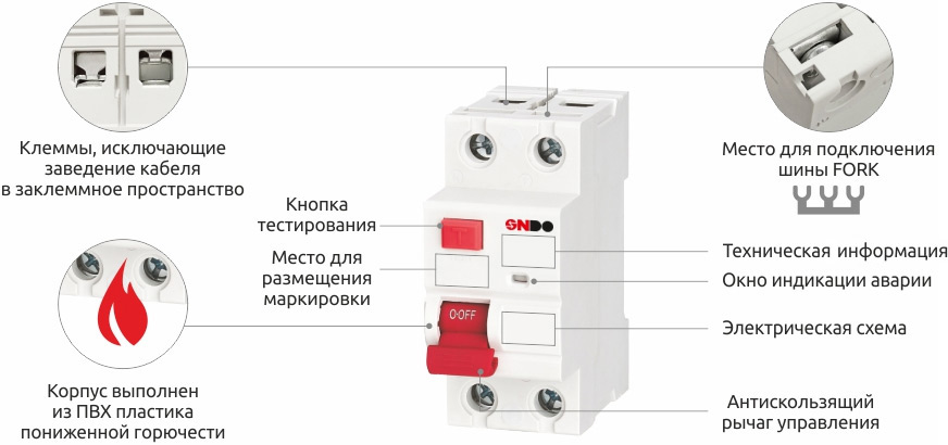 Особенности 2-полюсных УЗО ONDO серии RCB