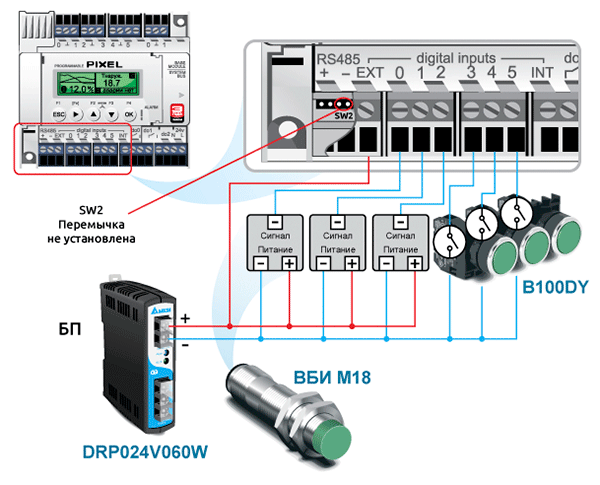 Подключение датчика NPN к контроллеру вентиляции