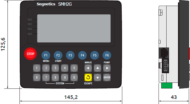 Габаритные размеры SMH 2G с подключенным модулем MC