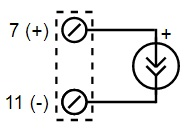 Подключение к измерительному входу сигналов унифицированных по току с питанием от модуля (пассивный токовый датчик)