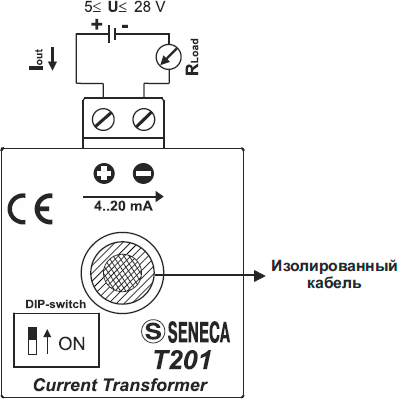 Подключение измерительного преобразователя переменного тока T201